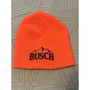 Busch Beer Hat Orange Knit Beanie Cap Embroidered Logo‎ Winter